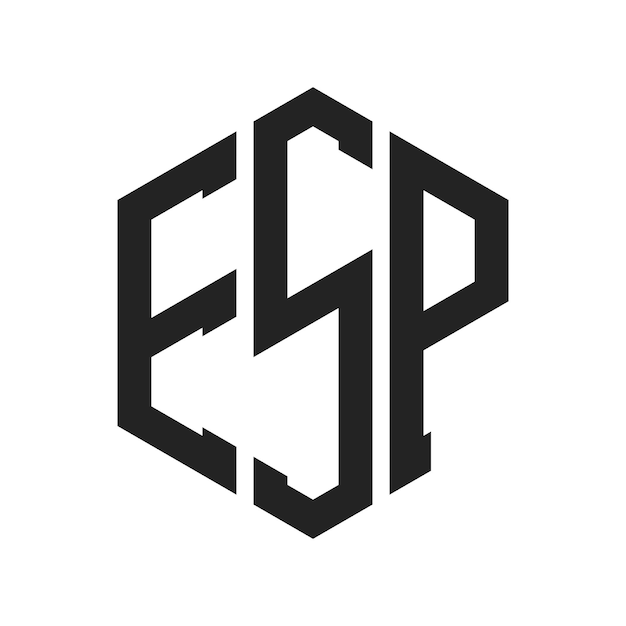 esp logo design initial letter esp monogram logo using hexagon shape