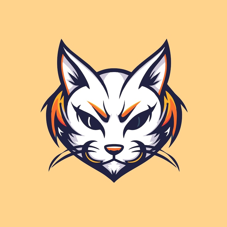Vector esport cat head mascot vector illustration logo icon background
