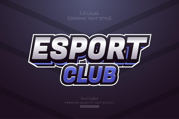 Стиль шрифта с редактируемым текстовым эффектом esport club blue