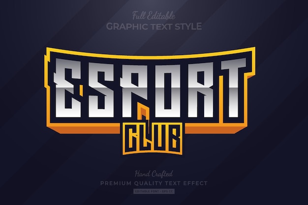 Esport club gradient yellow editable premium text effect font style