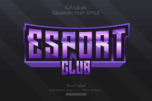 Vector esport club purple editable premium text effect font style