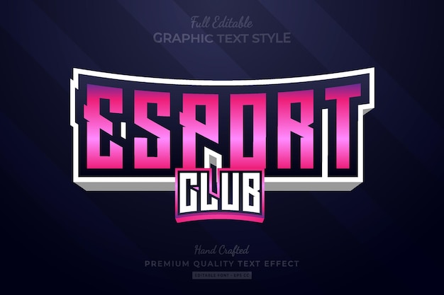 Esport club team bewerkbaar premium teksteffect