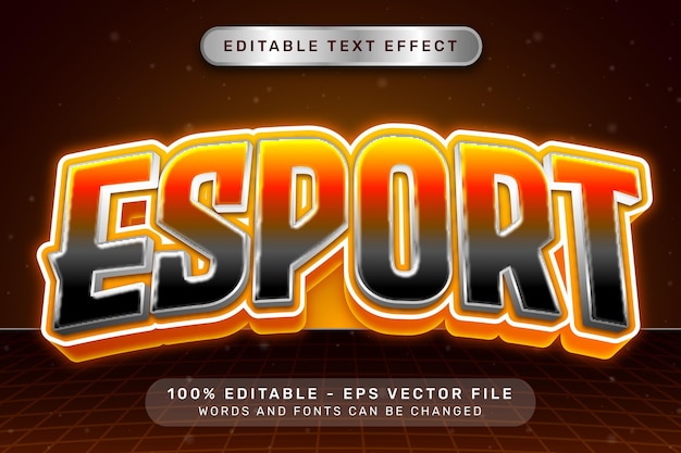 Vector esport effect and editable text effect with light neon color