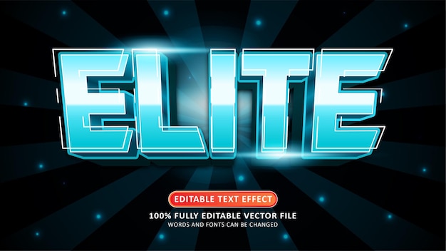 Vector esport elite game title 3d editable modern text effect