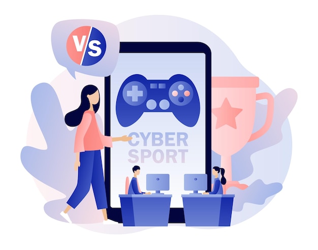 Esport- en cybersportconcept professionele gamers bij online toernooien voor videogames