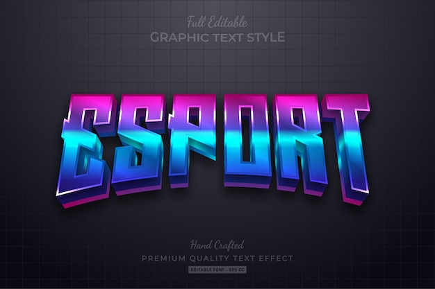 Vector esport gradient editable text effect font style