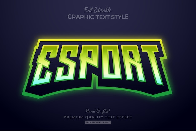 Vector esport gradient green editable text effect font style