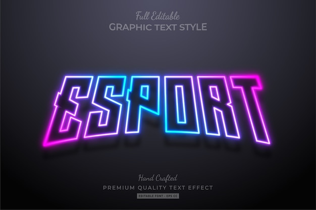 Эффект стиля редактируемого текста esport gradient neon premium