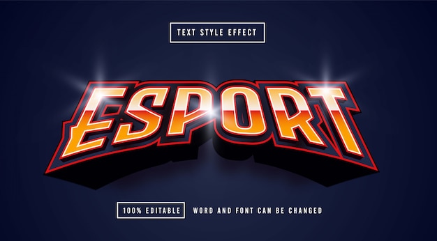 Редактируемый текстовый эффект esport line red премиум векторы