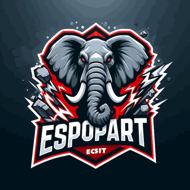 Vector an esport logo of an african elephant with earthquake element