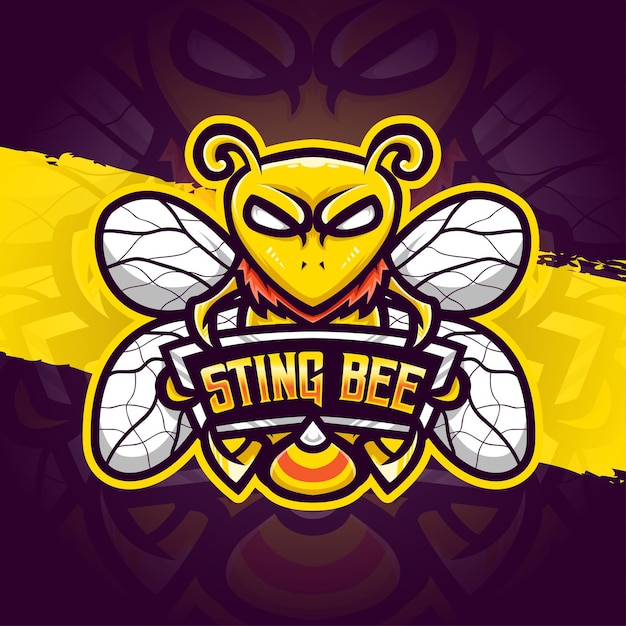 Vector esport logo illustration sting beecharacter icon