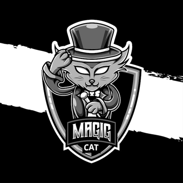 Vector esport logo magische kat karakter icoon