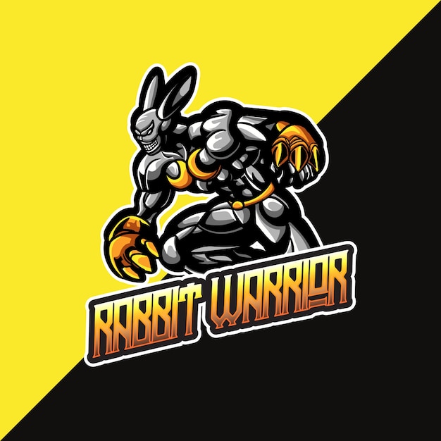 esport-logo met de mascotte van de konijnenstrijder