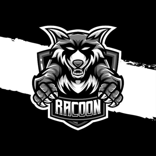 Vector esport logo racoon character icon