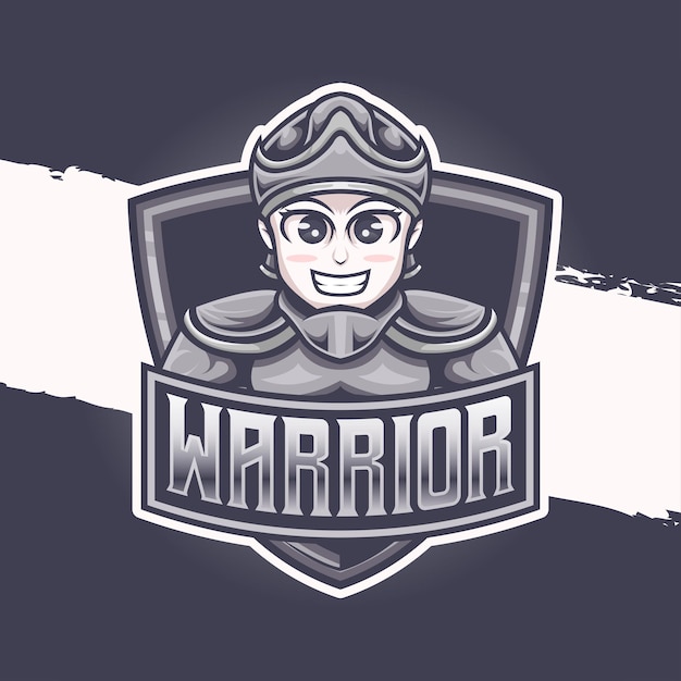 Esport logo schattig ridder krijger karakter icoon