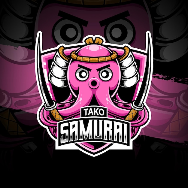 Esport logo takoyaki samurai karakter icoon