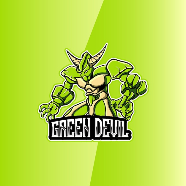 Esport logo con personaggio mascotte del diavolo verde