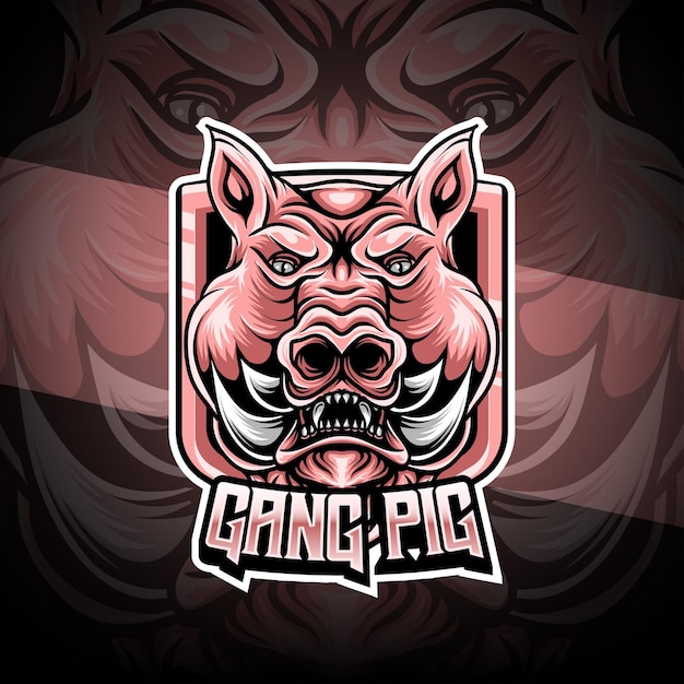 Vector esport logo with pig character