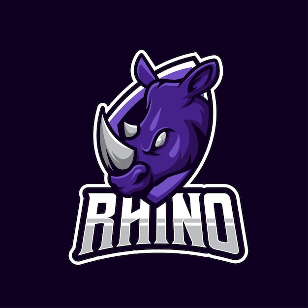 Logo esport con forte rinoceronte viola