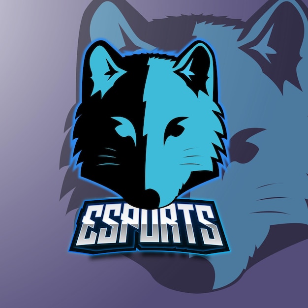 ESPORT LOGO WITH WOLF MASCOT AND EDITABLE ESPORT TEXT