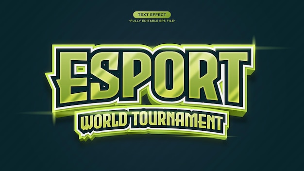 녹색 색상 스타일의 esport 로고타입 벡터 텍스트 효과 및 완전히 편집 가능한 텍스트의 광선