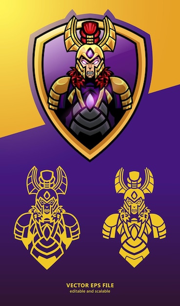 Esport mascot logo golden knight angry face