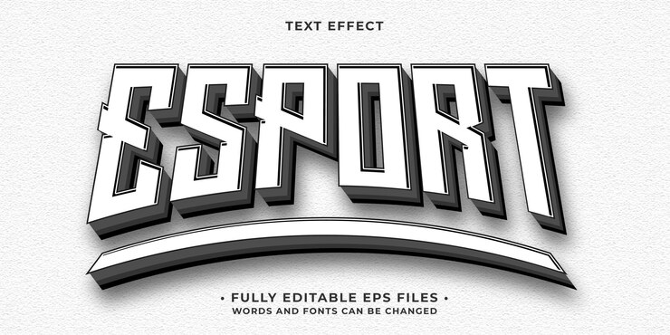 Esport minimalism theme text effect isolated on whit editable eps cc