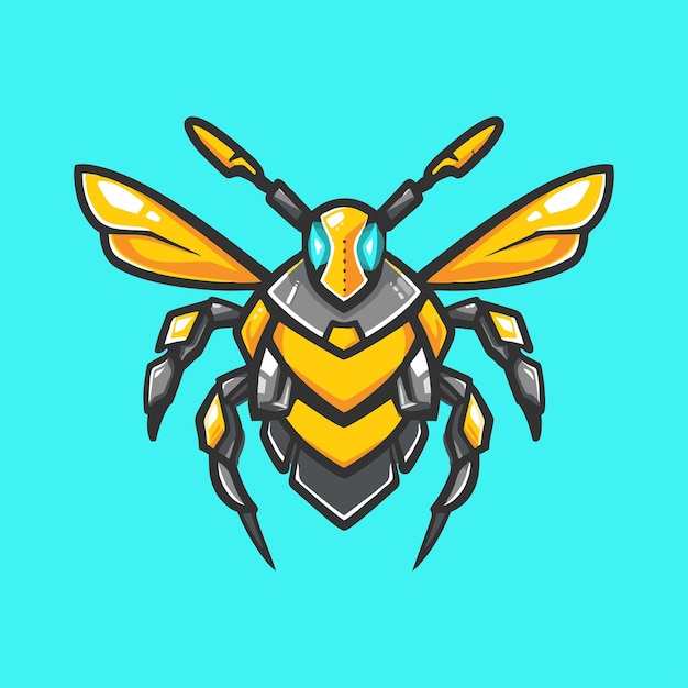 Vector esport robot bee mascot vector illustration logo icon