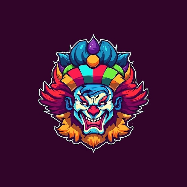 Esport stijl logo ontwerp clown vectorillustratie