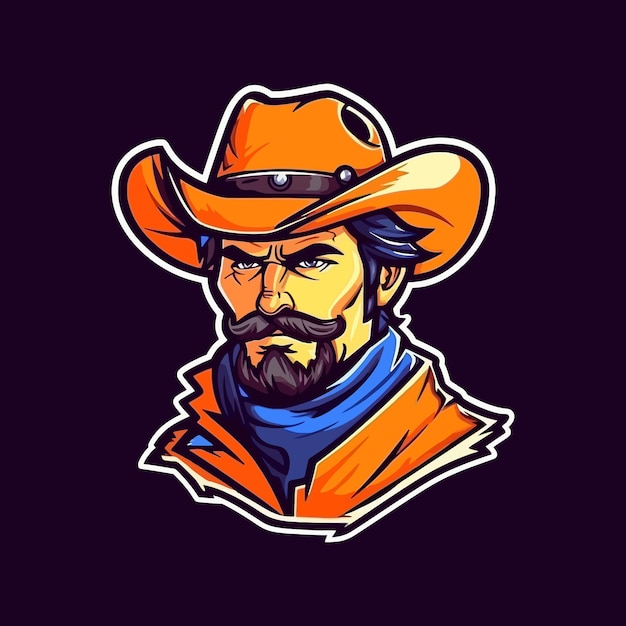 Esport stijl logo ontwerp cowboy vectorillustratie