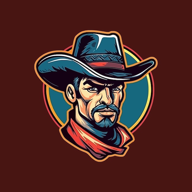 Esport stijl logo ontwerp cowboy vectorillustratie