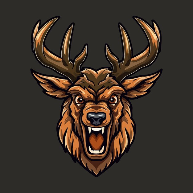Premium Vector | Esport style logo design angry deer vector illustration