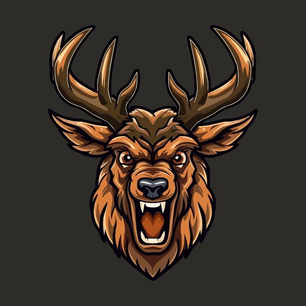 Esport style logo design angry deer vector illustration