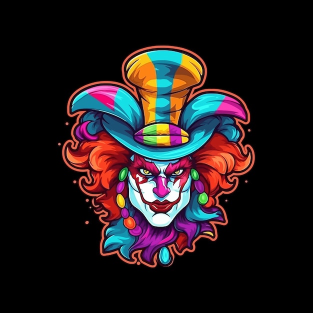 Esport style logo design clown vector illustration