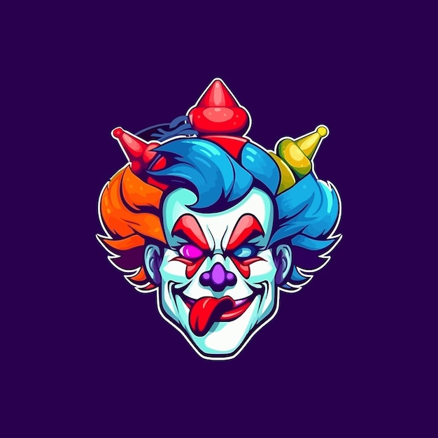 Esport style logo design clown vector illustration