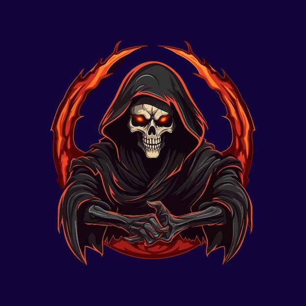 Vector esport style logo design grim reaper vector illustration