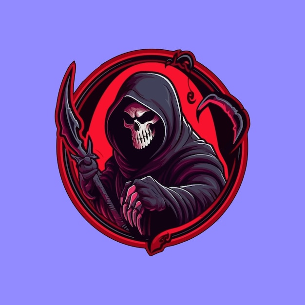 Esport style logo design grim reaper vector illustration