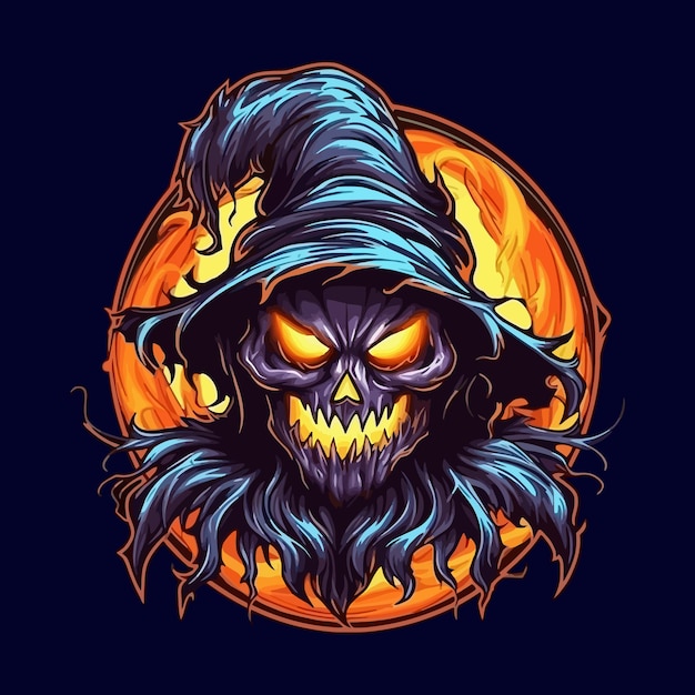 Esport style logo design halloween vector illustration