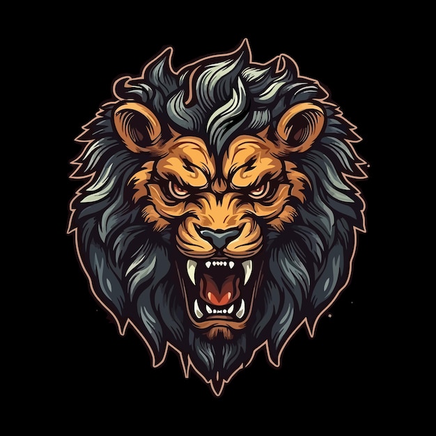 Esport style logo design lion vector illustration