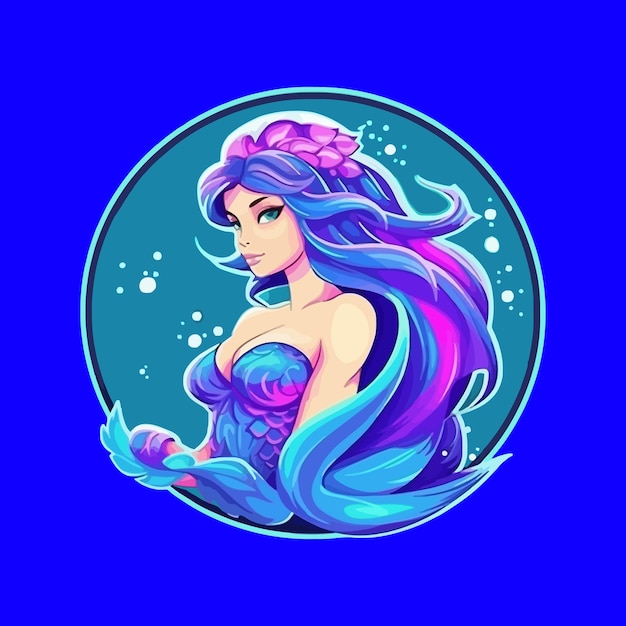 Illustrazione di vettore della sirena di progettazione di logo di stile di esport