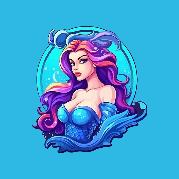 Esport style logo design mermaid vector illustration