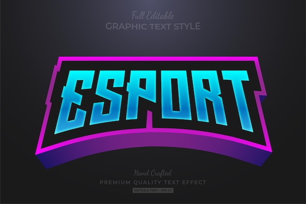 Vector esport team blue purple editable text effect font style