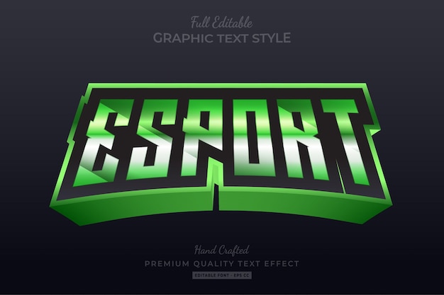 Esport team green editable text effect font style