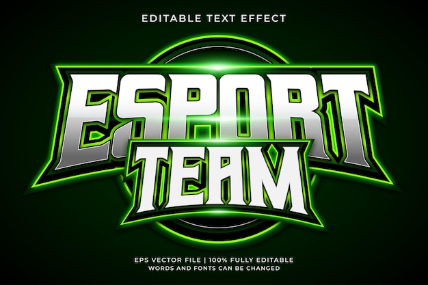 Esport team teksteffect, bewerkbare gamer esport tekststijl