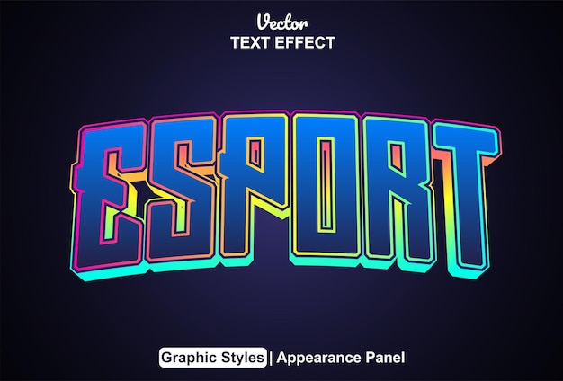 Vector esport text effect with graphic style and editable