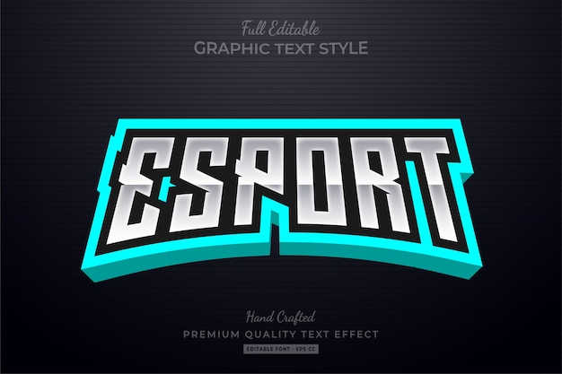 Vector esport turquoise editable text style effect