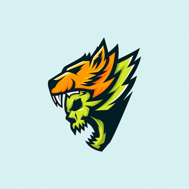 Esport wolf en schedel logo