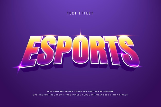 Esports 3d text effect on purple