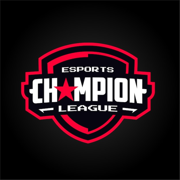 Modello di logo dello scudo della champion league di esports