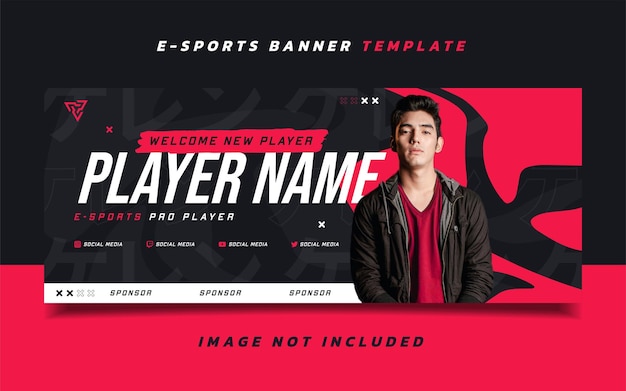 Vettore modello di banner di gioco di esport con logo per i social media